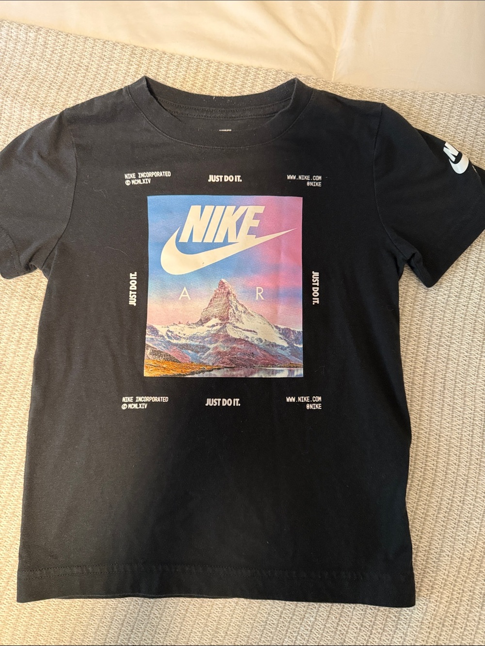 Nike Black Short-Sleeve Tee with Multicolor Mountain Graphic